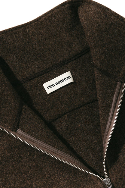 Natural Wool Fleece Half Zip Pullover