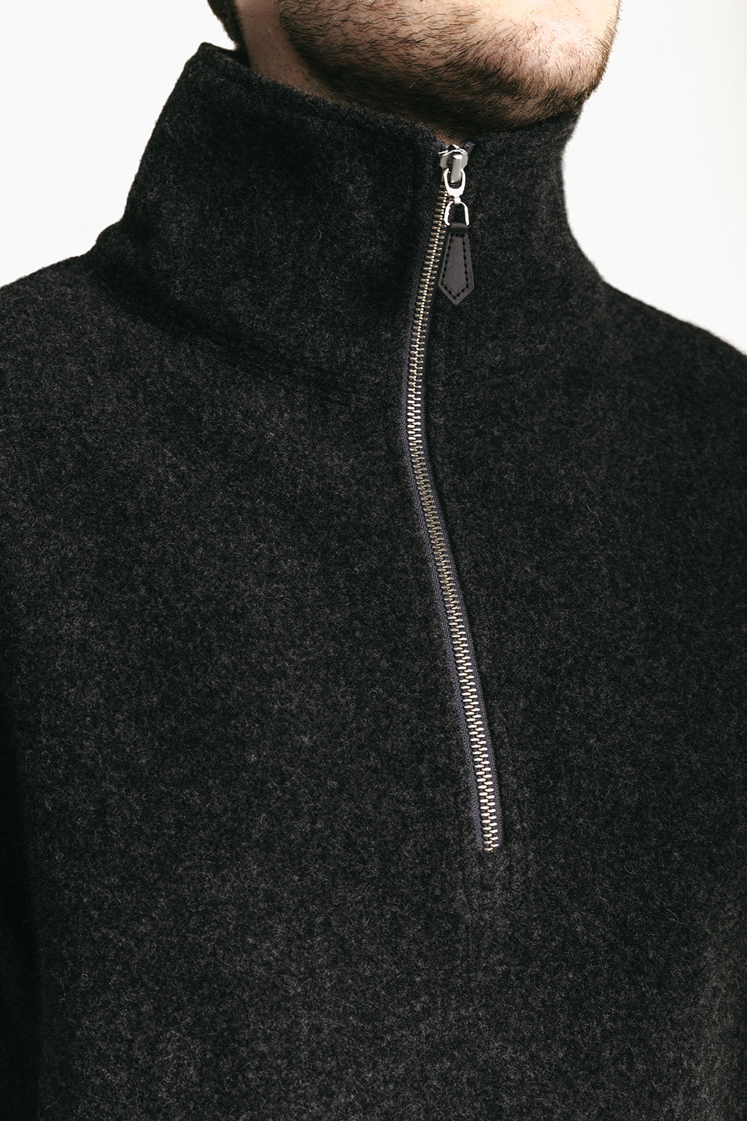 Natural Wool Fleece Half Zip Pullover