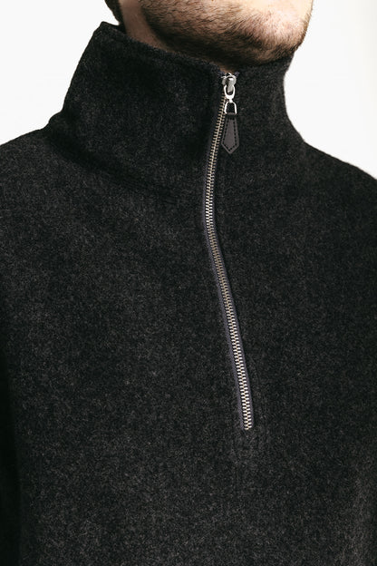 Natural Wool Fleece Half Zip Pullover