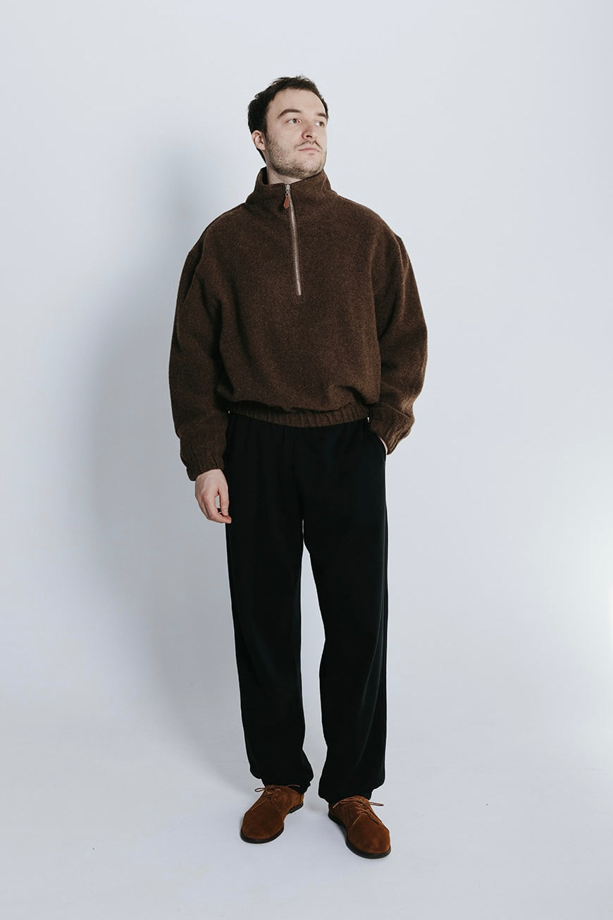 Natural Wool Fleece Half Zip Pullover