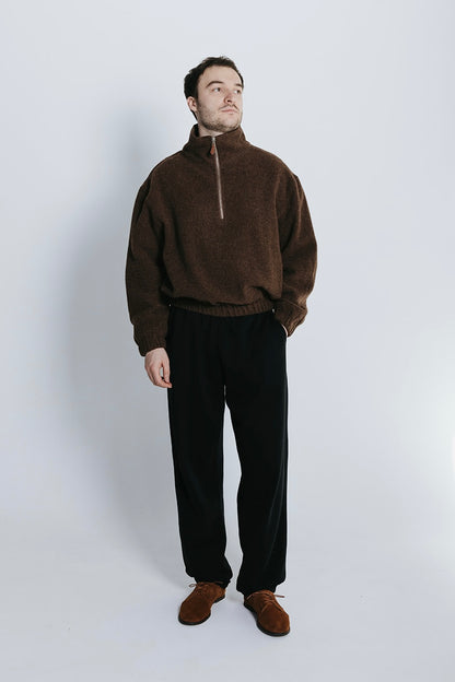 Natural Wool Fleece Half Zip Pullover