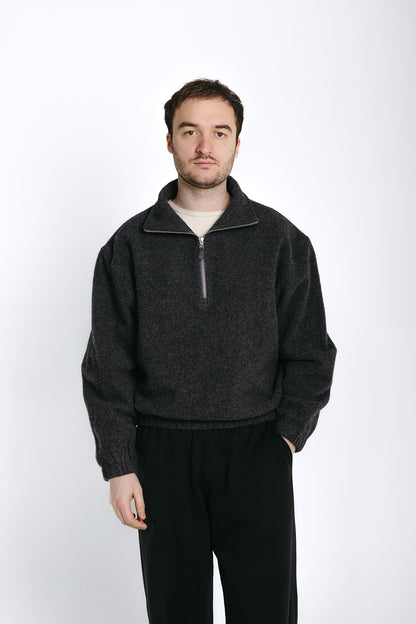 Natural Wool Fleece Half Zip Pullover