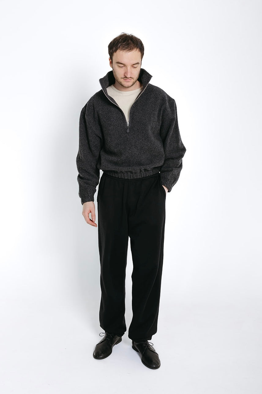 Natural Wool Fleece Half Zip Pullover